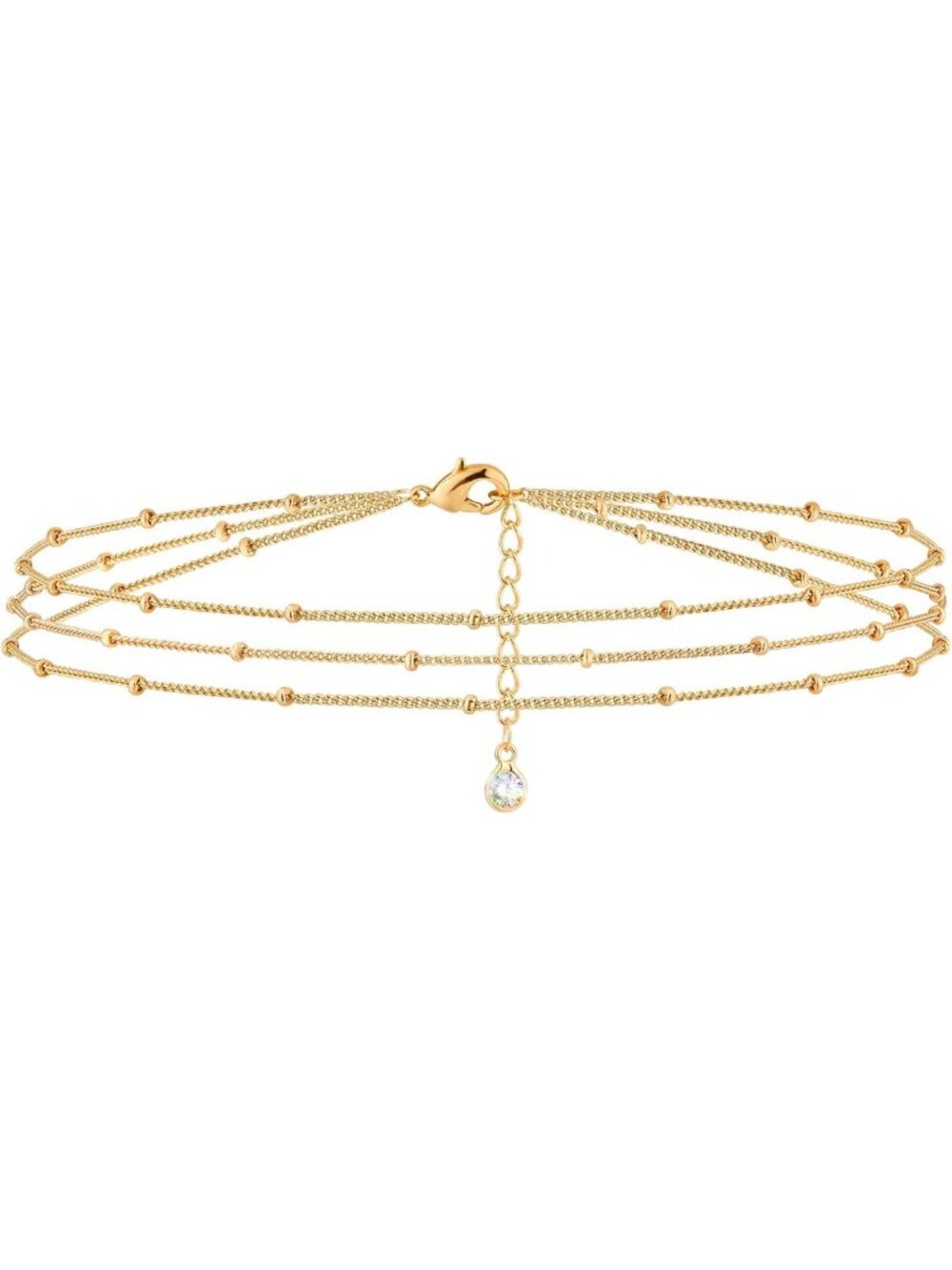 Dainty Layered Charm Bracelets for Women | 14K Gold Plated, Cubic Zirconia